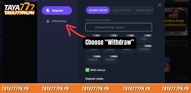 open-the-withdraw-section-on-the-deposit-page